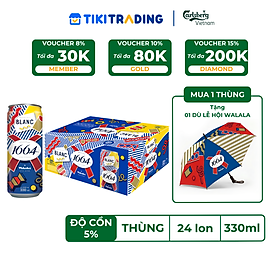 Thùng 24 lon Bia Pháp Kronenbourg 1664 Blanc (330ml/lon) - Độ cồn 5%