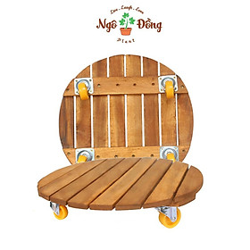 Mua Bộ 2 Đế Lót Để Chậu Cây Cảnh Gỗ Tràm R40cm Có Bánh Xe Tròn Chịu Lực Lên Đến 180kg