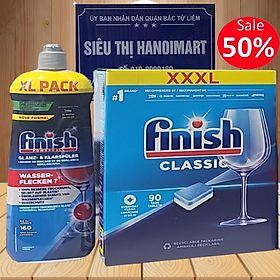 Combo Viên rửa bát Finish 110 viên+Nước làm bóng finish 800ml dùng cho máy rửa bát