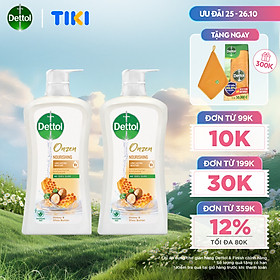 Combo 2 chai sữa tắm Dettol Onzen mật ong kháng khuẩn và dưỡng thể - chai 950G