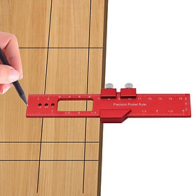 Pocket Ruler Aluminum Woodworking Ruler Marking Measuring Ruler  Sliding Stop Tools and Accessories