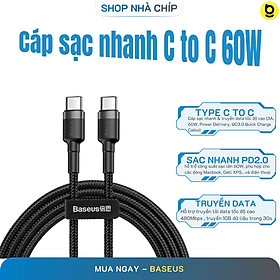 Mua Cáp sạc nhanh Type-C PD2.0 60W cho MacBook  iPad Pro  Samsung  HTC  Xiaomi Baseus  Cafule dài 1m - Hàng chính hãng