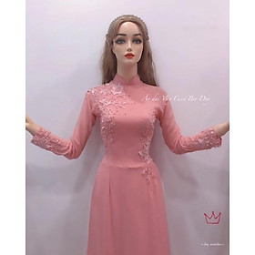 Áo dài hồng thiết kế hoa thanh lý big size