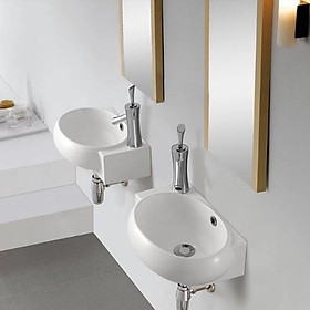 Mua Chậu lavabo rửa mặt MNC246  men sứ trắng bóng kháng khuẩn  kiểu chậu góc treo tường