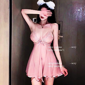 Váy ngủ Sexy ren quyến rũ ngực nơ gợi cảm mỏng manh