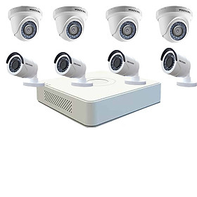 Trọn bộ 8 camera Hikvision và đầu ghi chính hãng 
