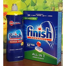 Combo Nước làm bóng Finish 800ml + Viên rửa bát 52 viên