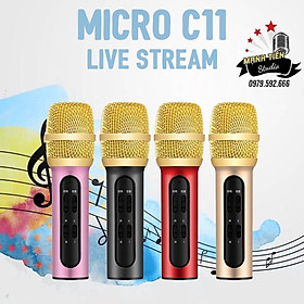 Mua  Giá Sỉ Kèm Video  MICRO C7 Loại Xịn đủ phụ kiện Thu Âm Hát Karaoke Livestream 3 in 1