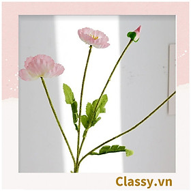 Classy Hoa Giả - Hoa Hồng Pháp , Hoa anh túc bằng Lụa cao cấp hoa lớn 10Cm,  PK1757