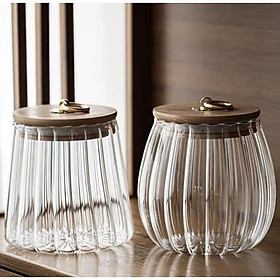 Mua Lọ thuỷ tinh nắp gỗ viền sọc 750ml