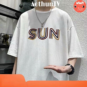 Áo thun tay lỡ nam nữ , áo phông form rộng chất cotton mát mịn thấm hút mồ hôi in hình SUN