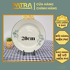 Mua Đĩa sứ Bát Tràng họa tiết sen xanh  đĩa đựng đồ ăn men kem cao cấp  nhiều hình dáng chọn lựa