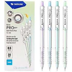 Hộp 20 Bút Bi Pro 027 0.5 mm - Thiên Long TL-105 - Mực Xanh