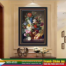 Tranh hoa treo tường phong cách cổ điển Châu âu. Tranh in trên chất liệu vải canvas cao cấp, khung gỗ composit. MS 4521