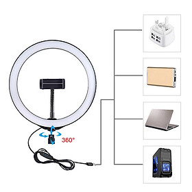 Ring Light with Adjustable Tripod Phone Holder Camera USB Lighting for Video