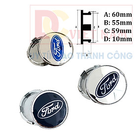 Logo chụp mâm bánh xe ô tô Ford đường kính 60mm