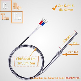 Mua Cảm biến nhiệt độ WRNT-01  WRNT-02 ( can nhiệt K  can K ) độ dài dây 1000mm  2000mm  3000m và 5000mm