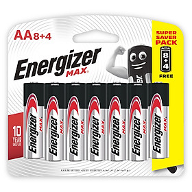 Pin Max 8 + 4 Viên Energizer E91 BP8+4 AA