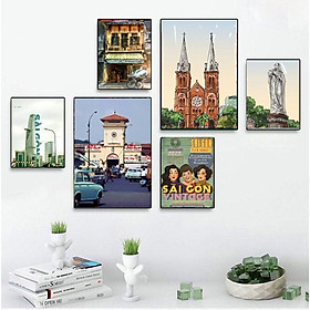 (HCM) Tranh treo tường sài gòn Binbin trang trí phòng làm việc, nhà hàng, khách sạn kèm đinh