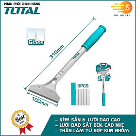 Cây sủi cạo sơn kim loại kèm 6 lưỡi dao TOTAL THT183201 - Hợp kim nhôm, loại bỏ sơn, gỉ sét