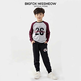 Quần áo bé trai BIGFOX - MISS MEOW thu đông size đại, bộ dài tay cho bé phong cách Âu Mỹ hình in số 26 11 - 38 kg QATE