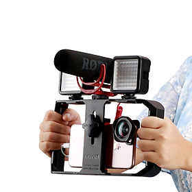 Hình ảnh Phụ Kiện Quay Phim | Smartphone Video Rig/Grip, Dụng Cụ Hỗ Trợ Quay Trên Điện Thoại, Phiên Bản Mới, 3 Chân Đế Ẩn Có Thể Tích Hợp Thêm Micro, Đèn Led Trợ Sáng - Hàng Chính Hãng