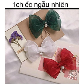 Kẹp Tóc Nơ Voan Cao Cấp 3 Cánh Bản To