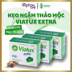 COMBO 3 HỘP Kẹo ngậm giảm ho Viatux Extra không đường 20 viên