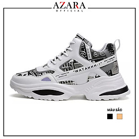 Giày Thể Thao Nam AZARA - Sneaker Màu Đen -  Cam, Phong Cách Đường Phố , Đế Tăng Chiều Cao, Đi Êm chân, Thoải MÁi - G5498