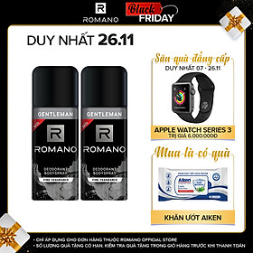 Combo 2 Xịt toàn thân Romano ngăn mồ hôi và mùi cơ thể 150ml x 2 Gentleman