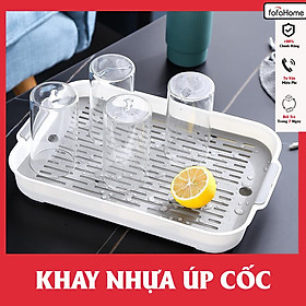 Khay Nhựa Úp Ly, Cốc, Chén Ecco Hình Chữ Nhật Cao Cấp Có Khay Hứng Nước Thông Minh Giao Màu Ngẫu Nhiên