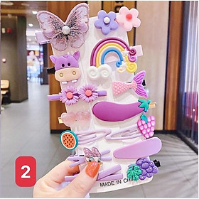 Set Kẹp Tóc 14 Món Nhiều Hình Kute Cho Bé Gái siêu cute, dễ thương