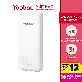 Mua Pin sạc dự phòng 20000mAh D20Q Yoobao PD 20 Sạc nhanh công suất 22 5W- Dùng cho Iphone 11 12  Huawei - Hàng chính hãng