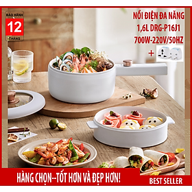 Mua Nồi điện đa năng 1 6L nấu mỳ  lẩu  luộc  chiên  xào  ... có lồng hấp DRG-P16J1 phục vụ 1-3 người ăn tặng ổ cắm 3 chấu