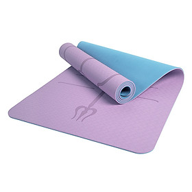 [TẶNG DÂY ĐEO] Thảm tập yoga TPE định tuyến 7mm và 6mm 2 lớp thảm yoga chất liệu cao su non, không mùi độ bám cao