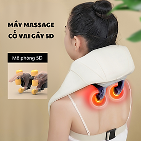 Máy massage cổ vai gáy với 6 đầu mát xa nâng cấp chất liệu silicon, kết hợp chườm nóng giảm đau nhức Thiên phúc tâm