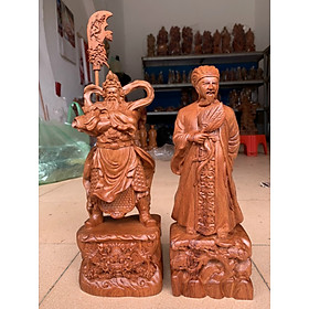 Mua Cặp tượng văn võ song toàn  khổng minh gia cát lượng và quan công bằng gỗ hương đá kt cao 30×13×9cm
