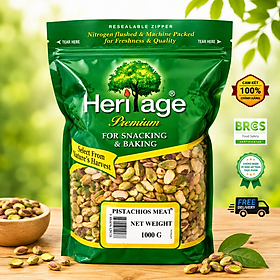Nhân Hạt Dẻ Cười đã tách vỏ Heritage Nguyên Liệu Mỹ gói 1kg - Heritage Pitaschio Meat