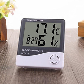 Mua Nhiệt kế ẩm Đồng hồ thông minh để bàn phòng xe hơi Temperature màn hình LCD cao cấp HTC-1