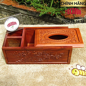 Mua Hộp Đựng Giấy Ăn 3 Ngăn Gỗ Tự Nhiên TOKDODO Chạm Thành Siêu Đẹp