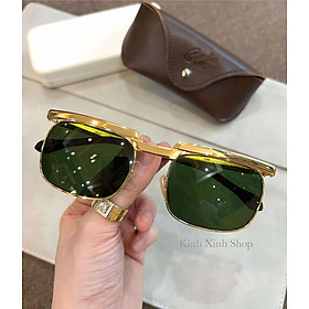 Kính râm Solex chữ H Mắt thủy tinh chống nắng uv gọng mạ vàng 14K 1/25 + Tặng Fullbox Phụ kiện