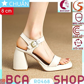 Giày cao gót nữ hở mũi cao 8 phân RO468 ROSATA tại BCASHOP quai sau cài ôm cổ chân - màu trắng