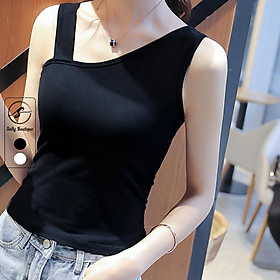 Áo Thun Nữ Sát Nách Cách Điệu 1 Bên Dây Bản To Dễ Thương Vải Cotton 65/35 Co Giãn Tốt Sally Boutique-3L03