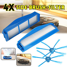 4Pcs Side Brush+Filter parts For Philips Robot Vacuum Cleaner FC8792FC8794FC8796