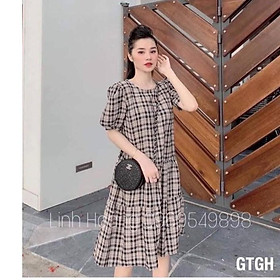 Váy bầu thời trang thiết kế cổ bèo  chất đũi hàn freesize từ 45 đến 70kg