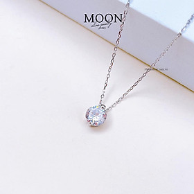 Dây chuyền bạc, vòng cổ bạc vòng tròn đá moonsilver