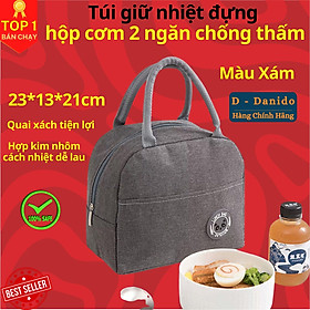 Túi giữ nhiệt đựng hộp cơm 2 ngăn cao cấp - Túi giữ nhiệt đựng cặp lồng cơm chống thấm nước chính hãng D Danido