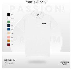 Áo thun polo nam Leman PL061 vải CVC Premium Pique Phom Slimfit tôn dáng - Trắng - M 65-78kg