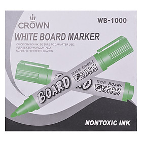 Hộp 12 Cây Bút Lông Bảng CROWN WB-1000H - Xanh Lá