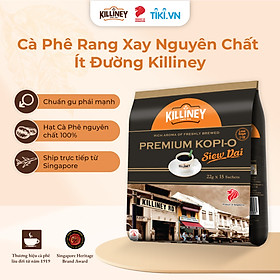 Túi 15 Gói Cà Phê Rang Xay Nguyên Chất Ít Đường Cao Cấp Killiney Premium Kopi-O  Siew Dai (15 gói x 22g)